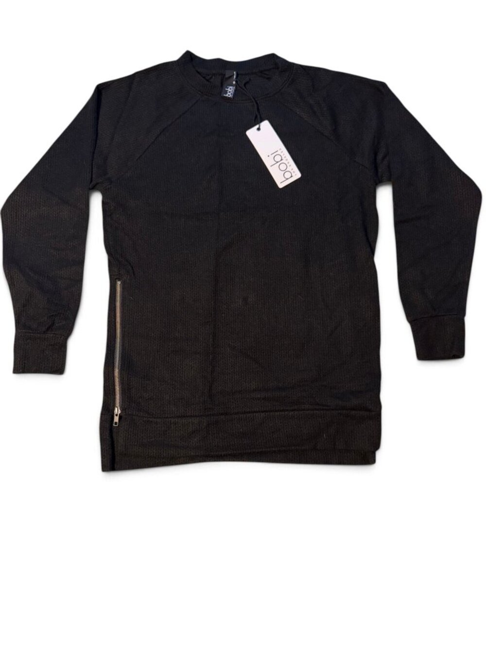 BOBI Los Angeles - Black Knit Tunic Sweater with Zippers, S, NWT
